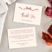 Roze lint boog schets baby shower bedankkaart