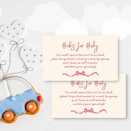 Roze lint boog schets baby shower boeken aanvraag informatiekaartje