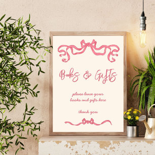 Roze lint boog schets baby shower geschenken teken poster