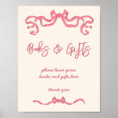 Roze lint boog schets baby shower geschenken teken poster (Voorkant)