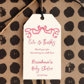 Roze lint boog schets baby shower gunst cadeaulabel