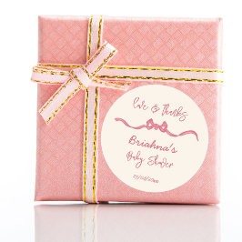 Roze lint boog schets baby shower gunst ronde sticker
