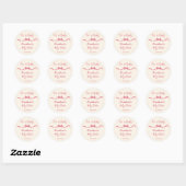 Roze lint boog schets baby shower gunst ronde sticker (Vel)