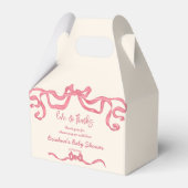 Roze lint boog schets baby shower gunsten bedankdoosjes (Voorkant Zijde)