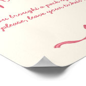 Roze lint boog schets baby shower loterij teken poster (Hoek)