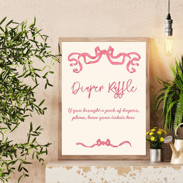 Roze lint boog schets baby shower loterij teken poster