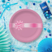 Roze lint boog verjaardag papieren bordje (Feest)