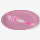 Roze lint boog verjaardag papieren bordje (Gekanteld)