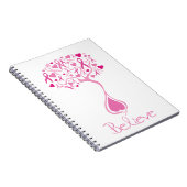 Roze lint/Boom van levensademhalingskanker laptop Notitieboek (Rechterzijde)