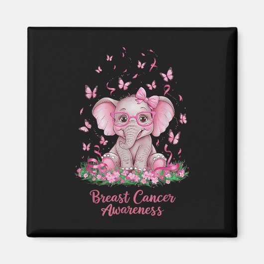Roze lint Borstkanker Awareness Cure Elephant Magneet (Voorkant)