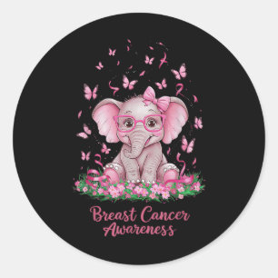 Roze lint Borstkanker Awareness Cure Elephant Ronde Sticker
