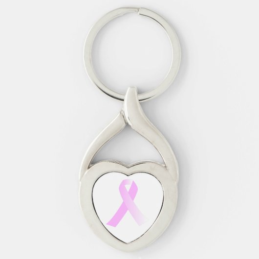 Roze lint Borstkanker Awareness Metal Sleutelhange Sleutelhanger (Voorkant)