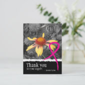 Roze lint borstkanker Bedankt Briefkaart (Staand voorkant)