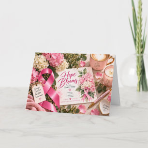 Roze Lint Borstkanker Bewustzijn Bloemen Kaart