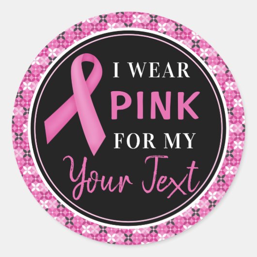Roze Lint Borstkanker Bewustzijn Design Ronde Sticker (Voorkant)