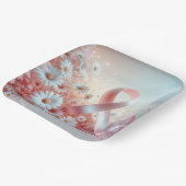 Roze lint Borstkanker Bewustzijn en Daisies Papieren Bordje (Gebogen)