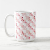 Roze Lint Borstkanker Bewustzijn Geruit Koffiemok (Links)