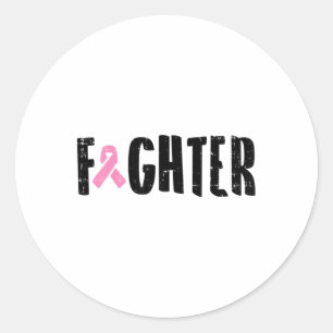 Roze lint Borstkanker Bewustzijn Krijger Gift Ronde Sticker
