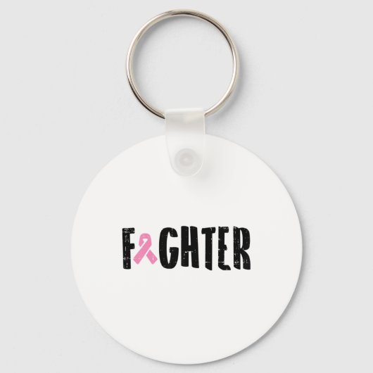 Roze lint Borstkanker Bewustzijn Krijger Gift Sleutelhanger (Voorkant)