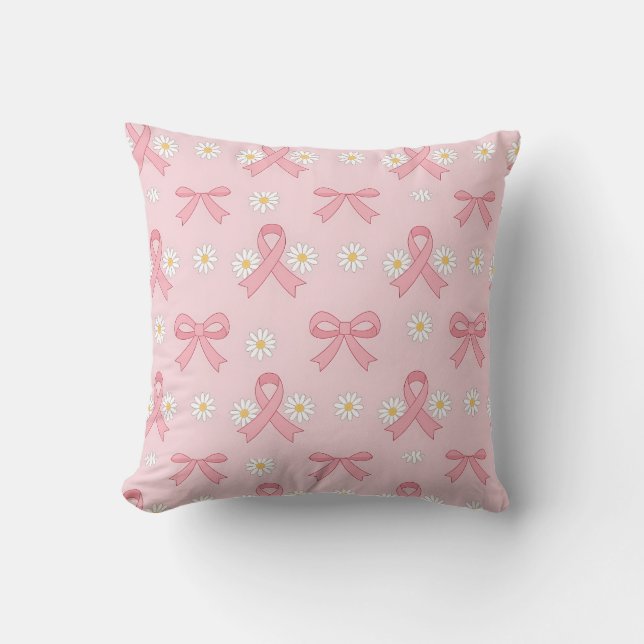 Roze Lint Borstkanker Bewustzijn Kussen (Voorkant)