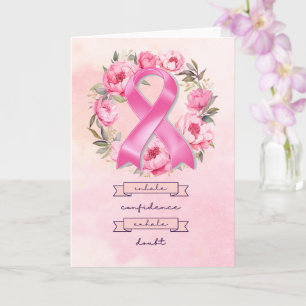 Roze Lint Borstkanker Bewustzijn met bloemen Kaart