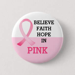 Roze Lint Borstkanker Bewustzijn  Ronde Button 5,7 Cm