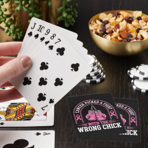 Roze lint borstkanker bewustzijn Roze strijd Pokerkaarten