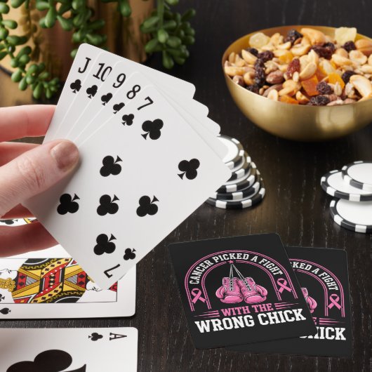 Roze lint borstkanker bewustzijn Roze strijd Pokerkaarten (Insitu)