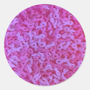 Roze lint borstkanker bewustzijn strooit ronde sticker
