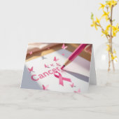 Roze lint borstkanker bewustzijn tekst kaart (Gele Bloem)