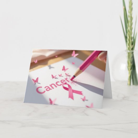 Roze lint borstkanker bewustzijn tekst kaart (Voorkant)