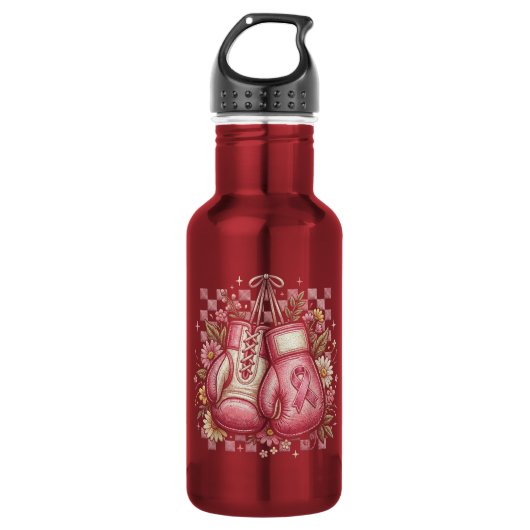 Roze lint borstkanker bewustzijn waterfles (Voorkant)
