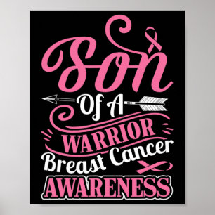 Roze lint Borstkanker Bewustzijn zoon van krijger Poster