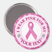 Roze Lint Borstkanker Bewustzijnsontwerp Magneet (Voorkant / Achterkant)