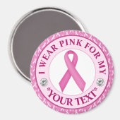 Roze Lint Borstkanker Bewustzijnsontwerp Magneet (Voorkant / Achterkant)