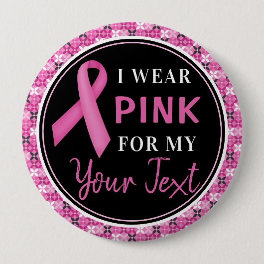 Roze Lint Borstkanker Bewustzijnsontwerp Ronde Button 4,0 Cm (Voorkant)