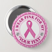 Roze Lint Borstkanker Bewustzijnsontwerp Ronde Button 4,0 Cm (Voorkant /achterkant)