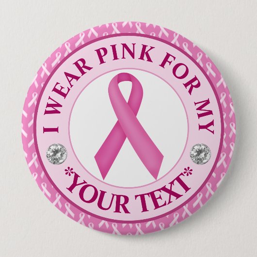 Roze Lint Borstkanker Bewustzijnsontwerp Ronde Button 4,0 Cm (Voorkant)