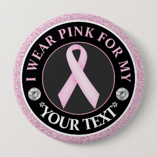 Roze Lint Borstkanker Bewustzijnsontwerp Ronde Button 4,0 Cm