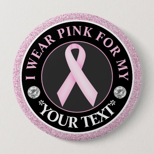 Roze Lint Borstkanker Bewustzijnsontwerp Ronde Button 4,0 Cm (Voorkant)