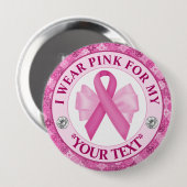 Roze Lint Borstkanker Bewustzijnsontwerp Ronde Button 4,0 Cm (Voorkant /achterkant)