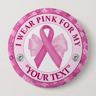 Roze Lint Borstkanker Bewustzijnsontwerp Ronde Button 4,0 Cm