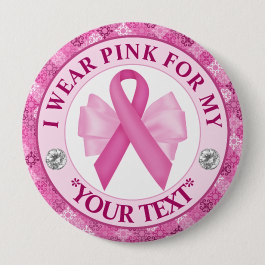 Roze Lint Borstkanker Bewustzijnsontwerp Ronde Button 4,0 Cm (Voorkant)