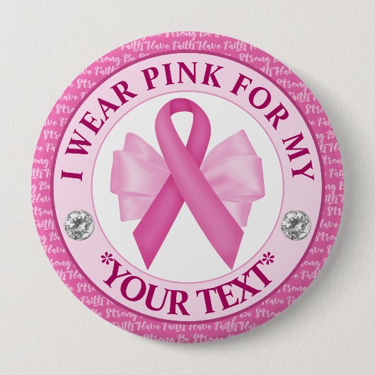 Roze Lint Borstkanker Bewustzijnsontwerp Ronde Button 4,0 Cm (Voorkant)