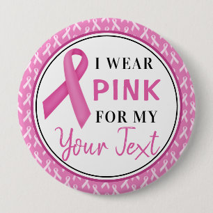 Roze Lint Borstkanker Bewustzijnsontwerp Ronde Button 4,0 Cm