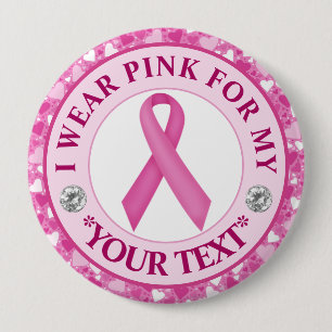 Roze Lint Borstkanker Bewustzijnsontwerp Ronde Button 4,0 Cm