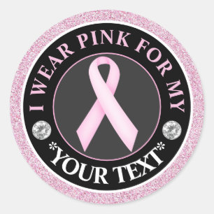 Roze Lint Borstkanker Bewustzijnsontwerp Ronde Sticker