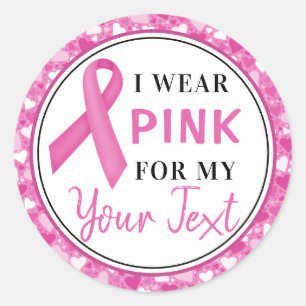 Roze Lint Borstkanker Bewustzijnsontwerp Ronde Sticker