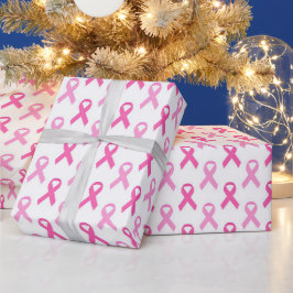 Roze Lint Borstkanker Bewustzijnspatroon Cadeaupapier