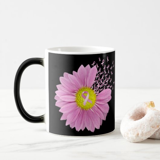 Roze lint borstkanker Daisy Magische Mok (Met donut)